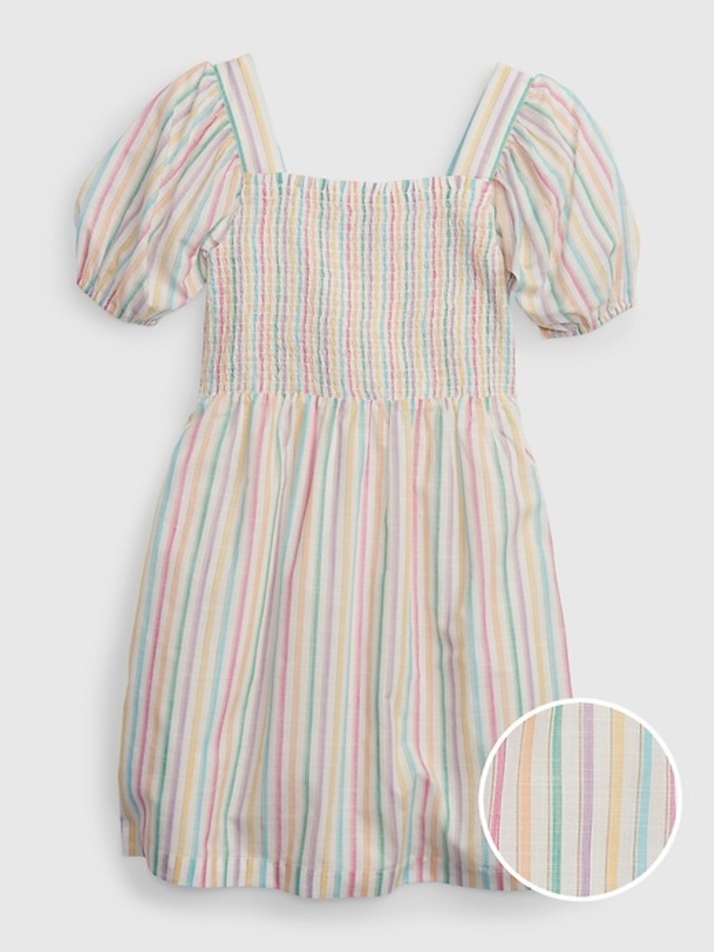 NWT Gap Kids Smocked Puff Sleeve Multi
Stripe Dress size XXL 14/16
